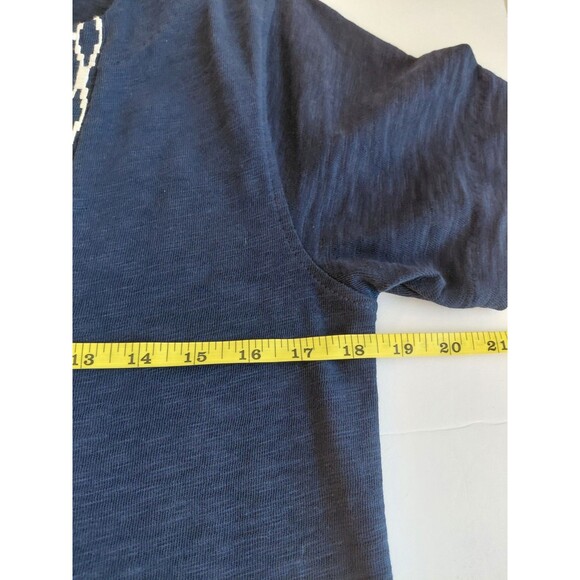 J. Crew Size XS Navy Blue Pullover Longline Tunic Top w/White Embroidery Details - Picture 6 of 9